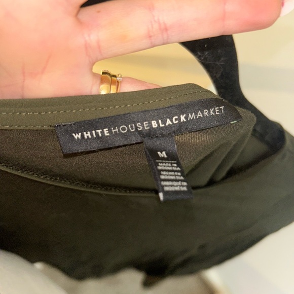 White House Black Market Dark Green Bell Sleeve Blouse - Picture 4 of 4